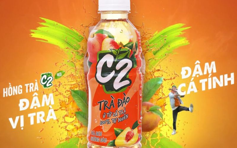 Trà đen C2 hương đào có hương vị trà đậm đà kết hợp vị đào tươi má
